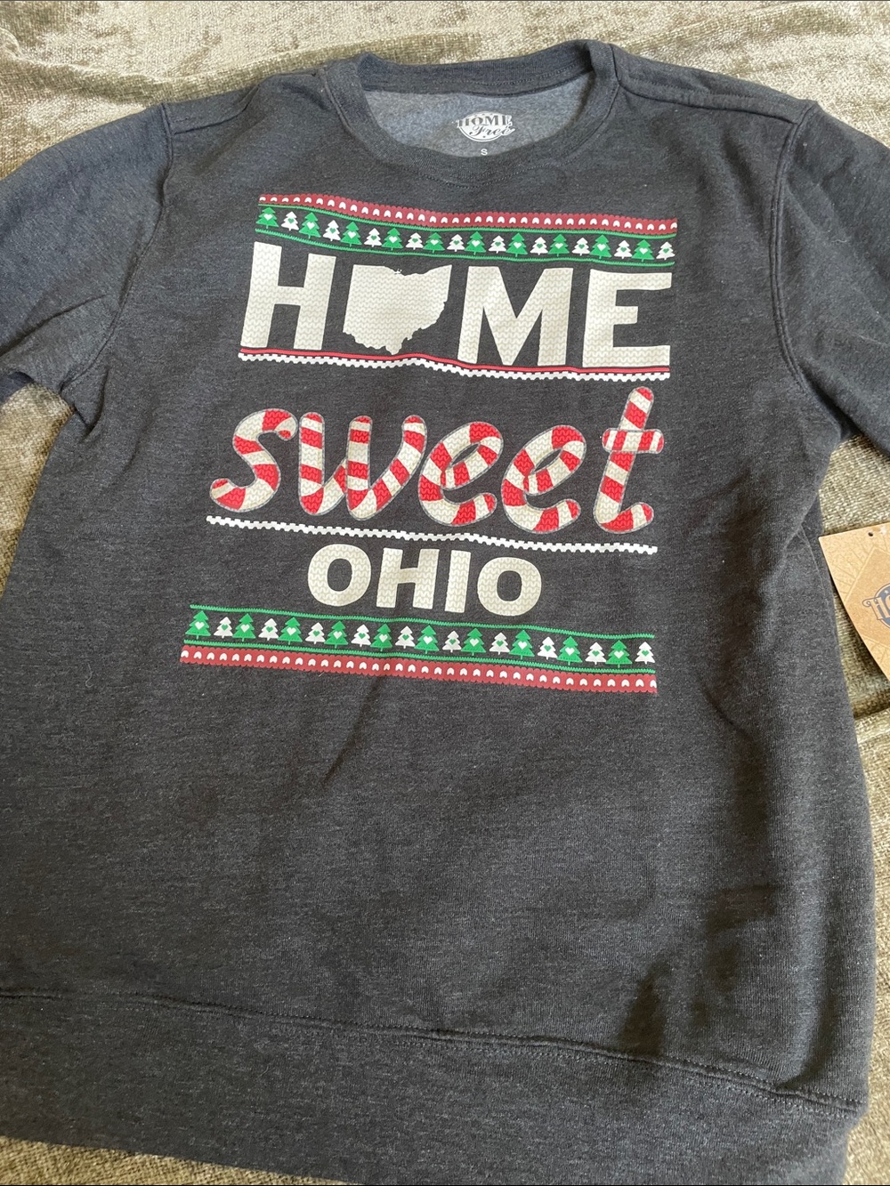HOME Sweet Ohio Holiday Sweatshirt - Charcoal